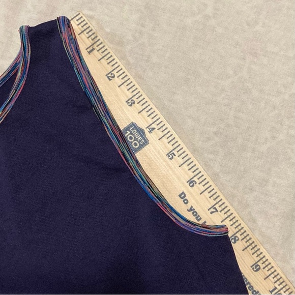 Maxxim Dark Blue Tank Top with Multi-Color Trim | Activewear - Picture 3 of 8